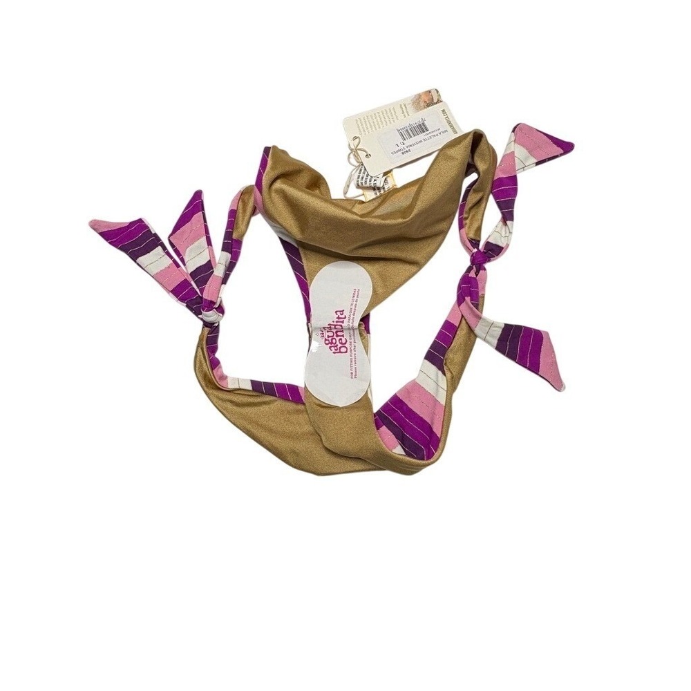 Agua Bendita Mila Palette Wisteria Stripe Bikini Swim Bottom LARGE Purple - Picture 4 of 7